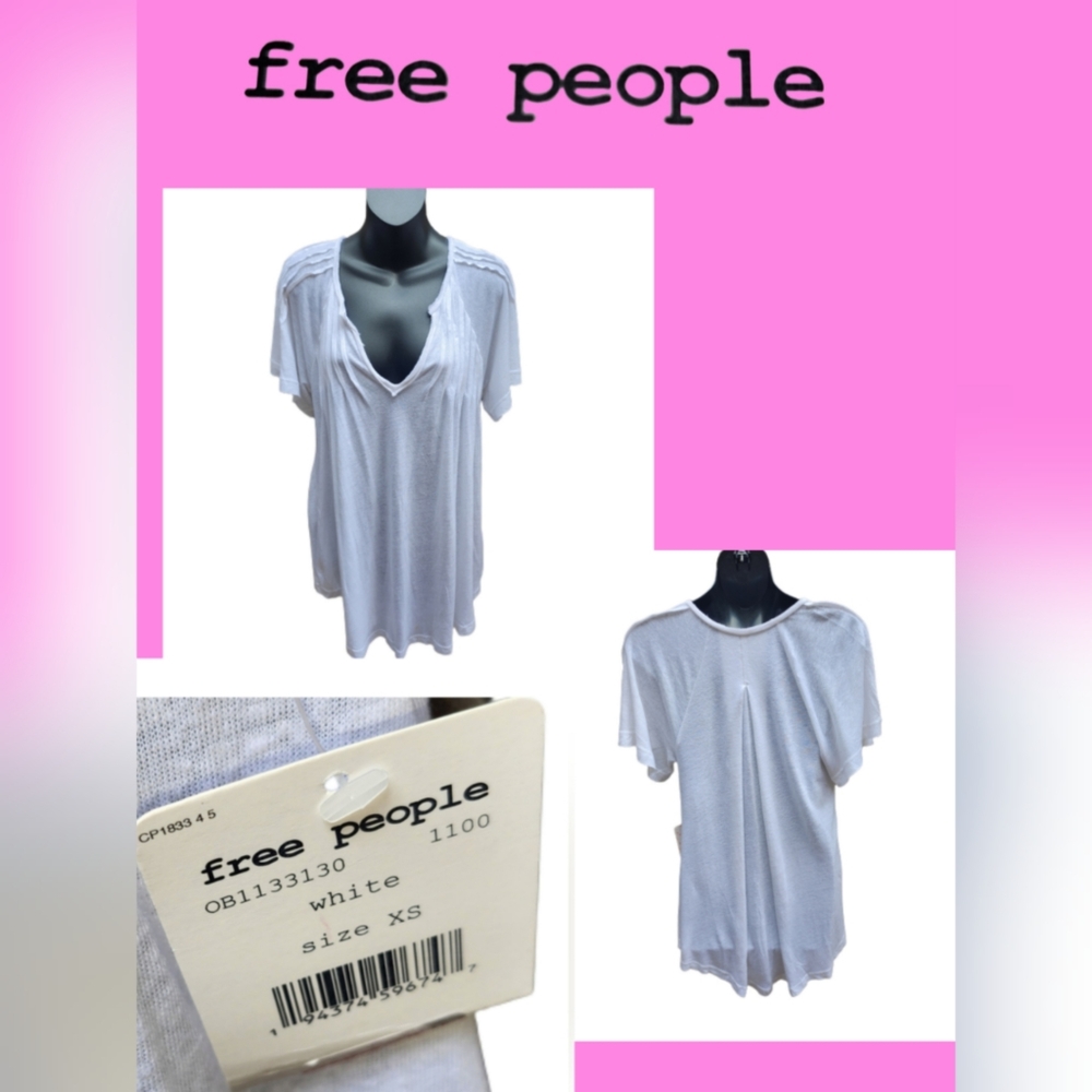 FREE PEOPLE WHITE TUNIC TOP BRAND NEW WITH TAG SIZE X/S